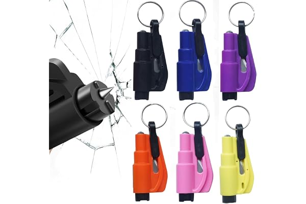 6 Pcs Car Window Breaker Keychain Seatbelt Cutter Glass Breaker Car Emergency Escape Tool Seat Belt Cutter Window Breaker Car