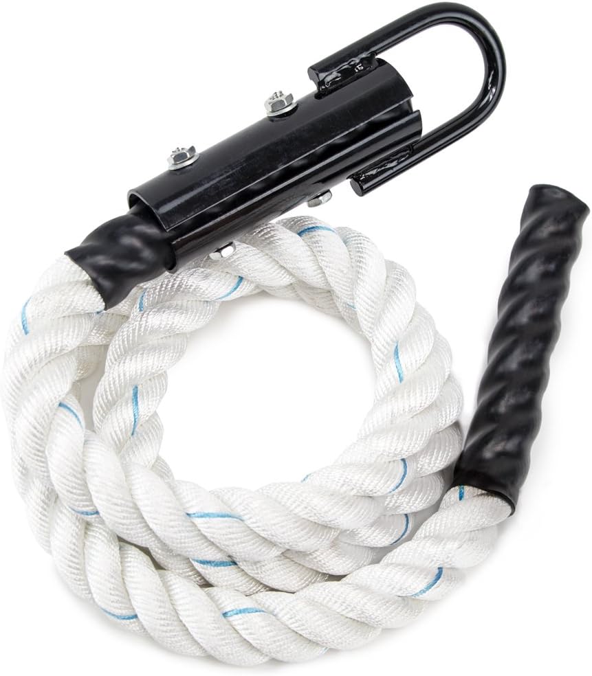 Crown Sporting Goods 1.5 Polydac Gym Climbing Rope, White - Fitness Equipment with Carabiner Eyehook for Physical Education, Strength Training, Coaching, Student Athletes, or Home Workouts : Sports & Outdoors