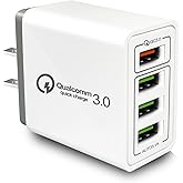 USB Charger 40W Quick Charge 3.0, CARZONJX 5V/3.1A 4 Port Fast Charging Block [with LED Light] Wall Charger Plug Cube for Galaxy/Note/Edge, iPhone 17 16 15 14 13 12 11 X 8, iPad, LG, Moto, Switch