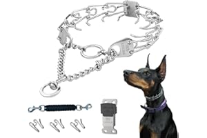 Herm Sprenger Chrome-Plated Swivel Dog Training Collar Bundle: Includes Quick-Release Cliclock, 3 Extra Links, and Safety Cli