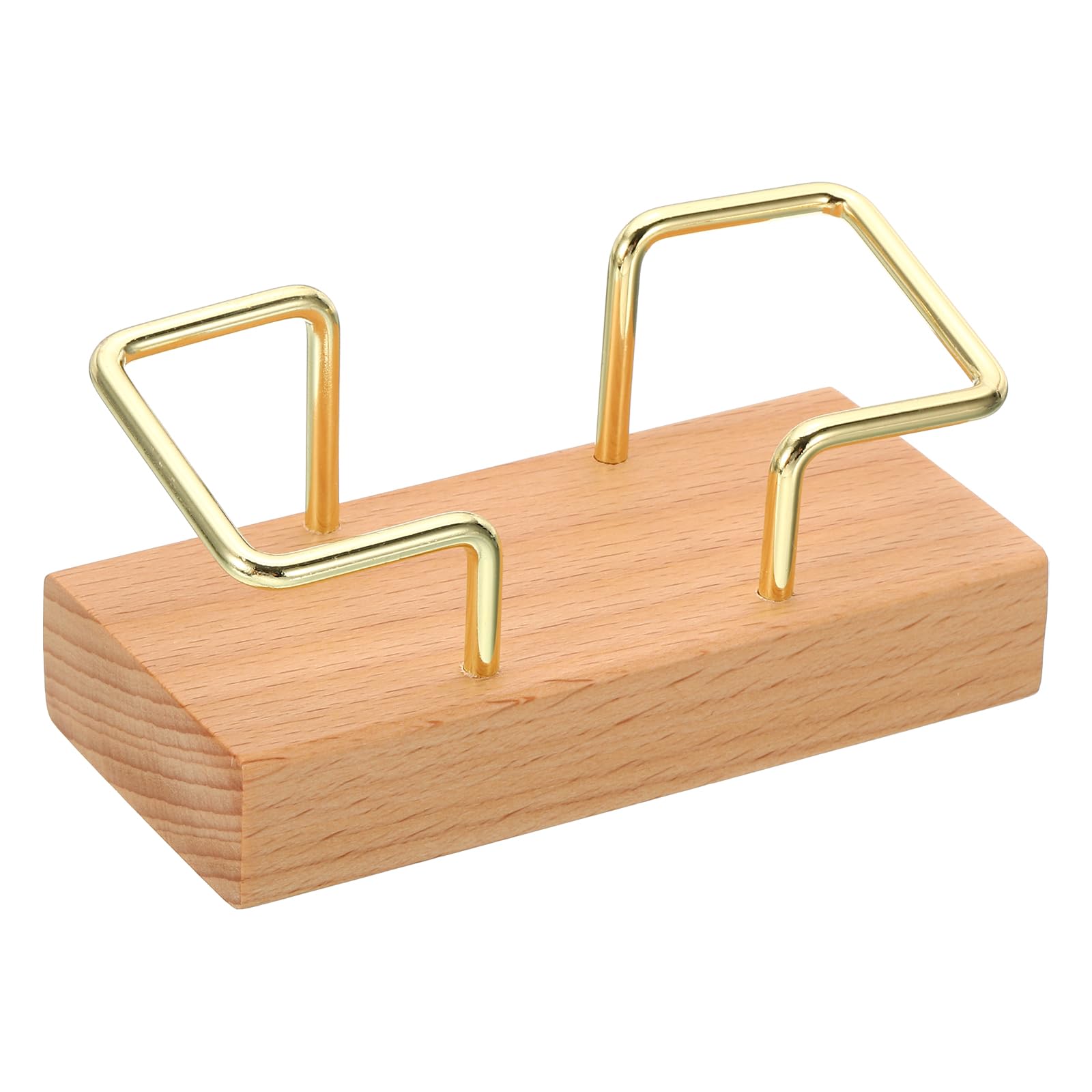 PATIKIL Business Card Holder for Desk, 2 Pack Wood Business Card Holders Wooden Card Stand Organizer Cards Display for Office Exhibition, Brown