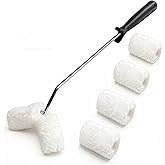 Hanpex Double Roller Brush, Paint Roller Covers, Paint Rollers Naps, House Painting Supplies Covers, Roller Frame and Paint Roller Kit for Pipes, Tube, Stair Balusters, Fences, etc.