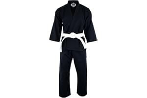 TRUESAGAUSA - Regular Light Weight Karate Open Coat Uniform 8 Oz Cotton Poly White Belt Included