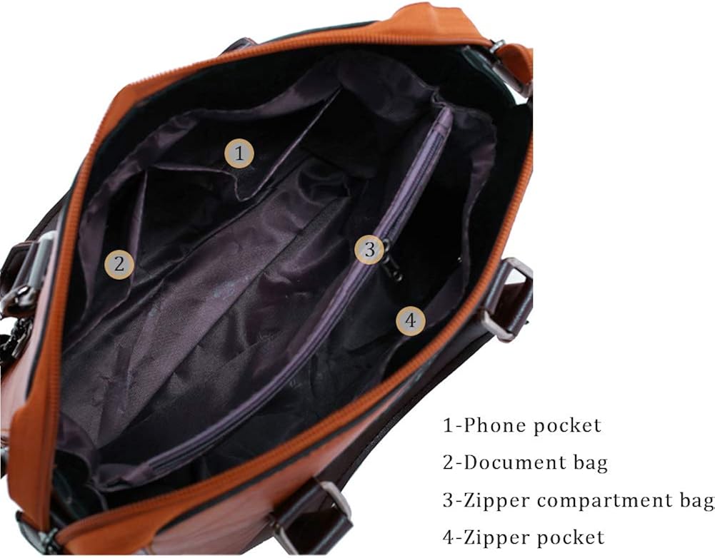 Segater® Women Fashion Handbag+Shoulder Bag+Purse+Card Purse Faux Leather Tote 4 Pieces, Red - Image 5