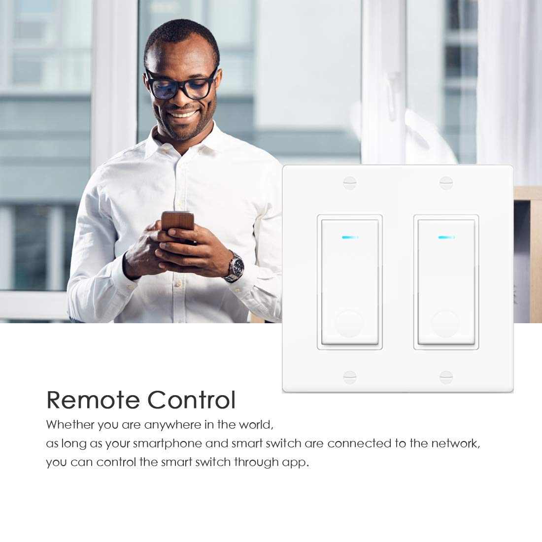 Smart Switch, 2.4Ghz WiFi Light Switch Compatible with Alexa, Google