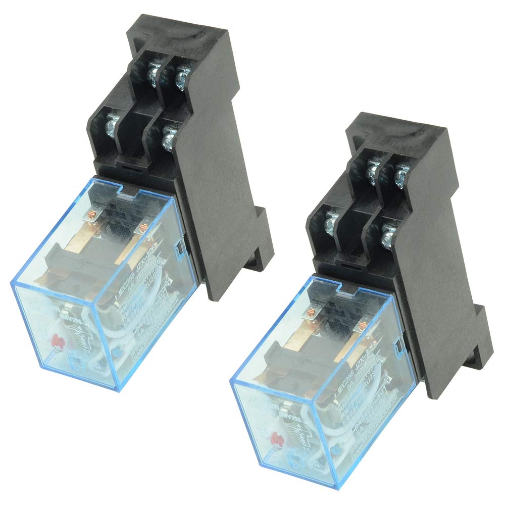 WMYCONGCONG 2 PCS Electromagnetic Power Relay, HH52P 8-Pin 5A AC 24V Relay Coil with Socket Base DPDT 2NO 2NC