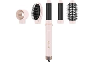 IG INGLAM MegaAIR Styler, 5 in-1 Professional Interchange Hair Dryer Hot Air Brush 110,000 RPM Brushless BLDC Motor Ionic Hot Air Styler Volumizing and Shape, Pink