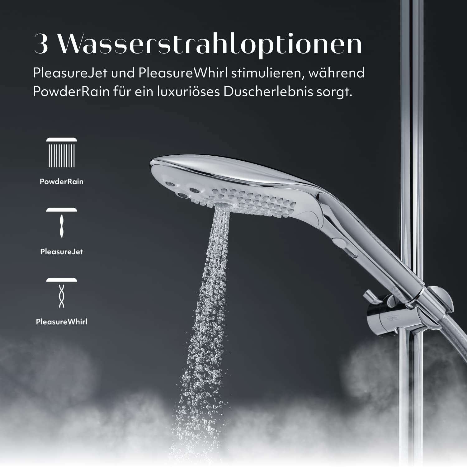 Womanizer Wave 2-in-1 Duschkopf, multifunktionaler, mit Stimulation - Intimmassagegerät mit speziellen Wasserstrahlen - 3 verschiedene Wasserstrahlmuster - chrom 4