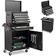 ERGOMASTER Tool Chest Heavy Duty Rolling Tool Box with Cabinet 5-Drawer for Lockable & Removable Cabinet for Garage and Workshop - Black