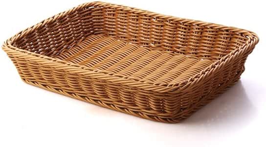 SEESUNGM Placa Canasta De Fruta Tejido De Ratán De Imitación, Cesta De