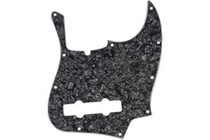 Musiclily Pro 5-String 10-Hole Contemporary J Bass Pickguard for Fender American Jazz Bass, 4Ply Black Pearl