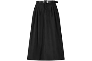 HGps8w Women's Corduroy Maxi Skirt Elegant High Waisted A-Line Swing Wear to Work Vintage Long Skirts