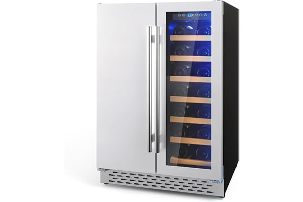 GarveeHome Dual Zone Wine & Beverage Refrigerator 24", Built-In or Freestanding, 18 Bottles & 57 Cans Large Capacity With Safety Child Lock for Red, White, Champagne, or Sparkling Wine, Silver