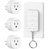 Remote Control Outlet, WILAWELS Wireless Light Switch with Magnetic Base, On Off Remote Outlet Switch for Lights, Lamps, 100ft RF Range, 15A/1875W, Pre-Programmed, 1 Remote for 3 Plugs W09RC1306