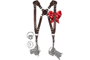 Camera Harness for 2 Cameras – Dual Shoulder Leather Camera Strap – Double Camera Harness for DSLR/SLR