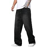 Men's Hip Hop Baggy Jeans Elastic Waisted Wide Leg Denim Pants Y2K Vintage Loose Fit Trousers Streetwear 2026