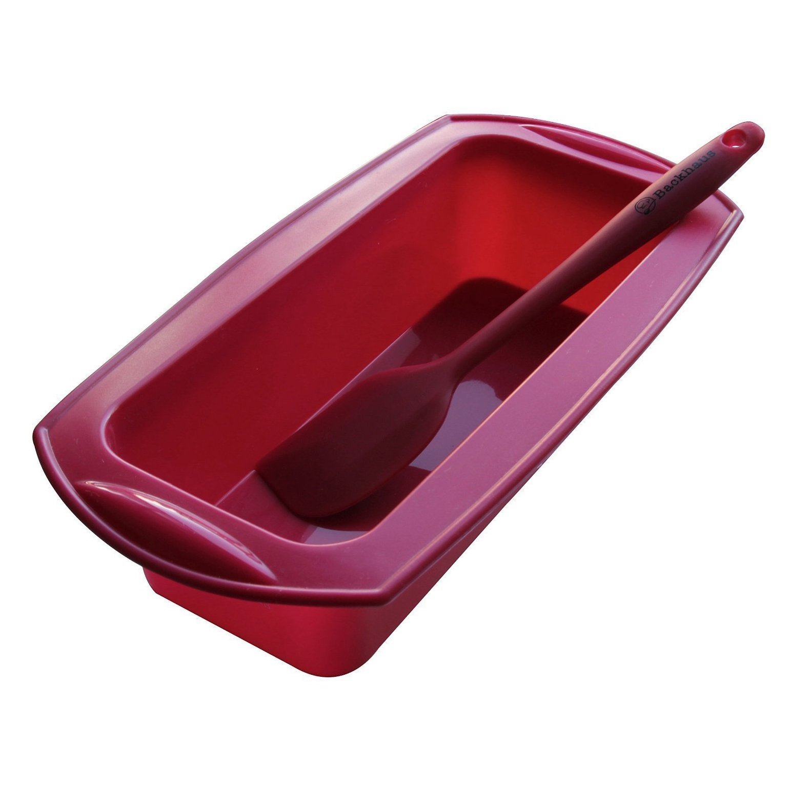 Non Stick Silicone Loaf Pan & Spatula by Backhaus® | Premium Grade Silicone Baking Set | LIMITED OFFER : Free matching spatula included | Standard Size: 2lb | Burgundy