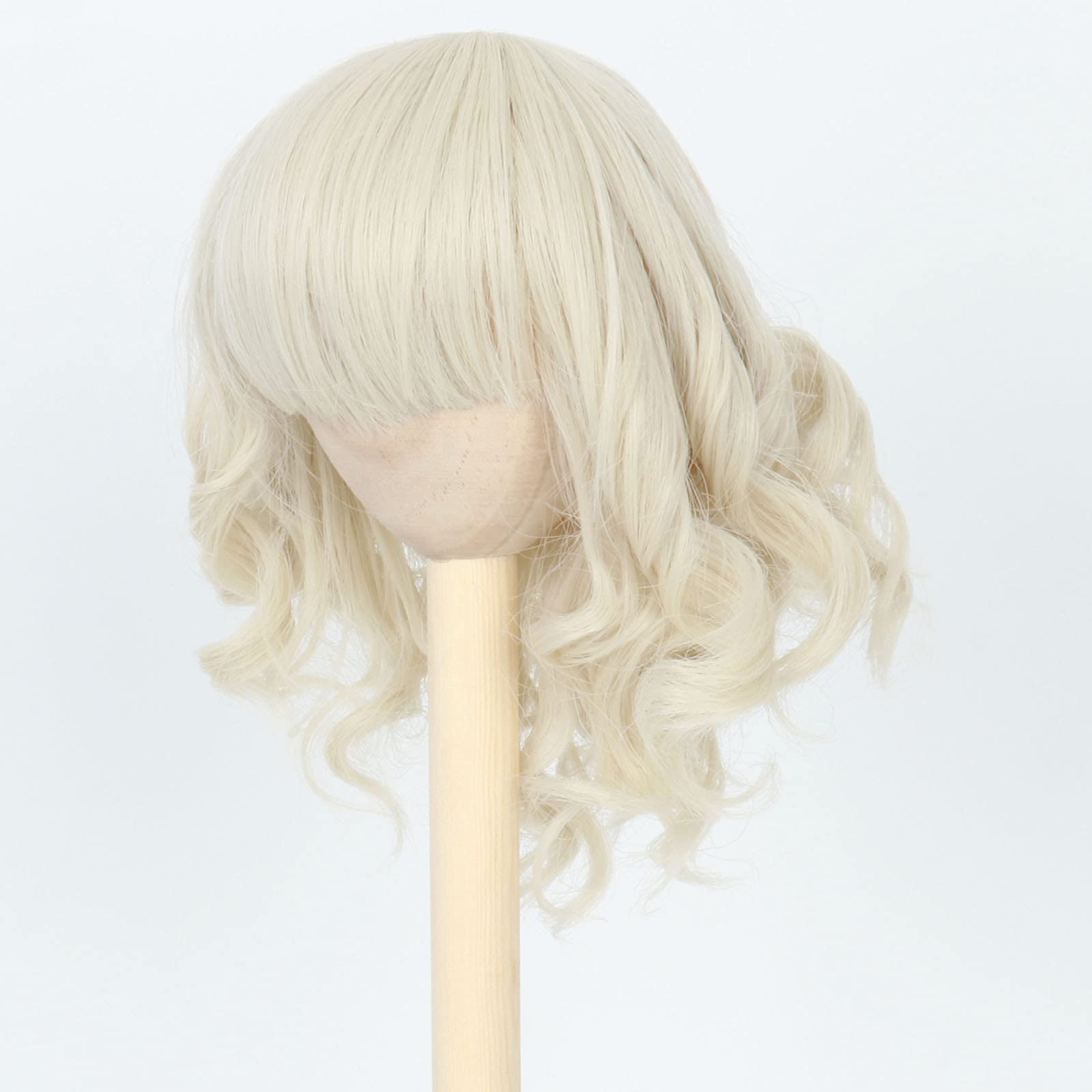 Miss U Hair Cute 7-8 Inch (for 17CM-19CM's head) 1/4 BJD Doll Wig Short Wavy MSD DOD Pullip Dollfie Doll Wig DIY Handmade Accessories KB14-Blonde