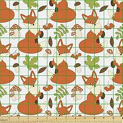 Ambesonne Fox Fabric by The Yard, Forest Fauna and