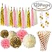 Paxcoo 123 Pcs Pink and Gold Baby Shower Decorations for Girls Baby
