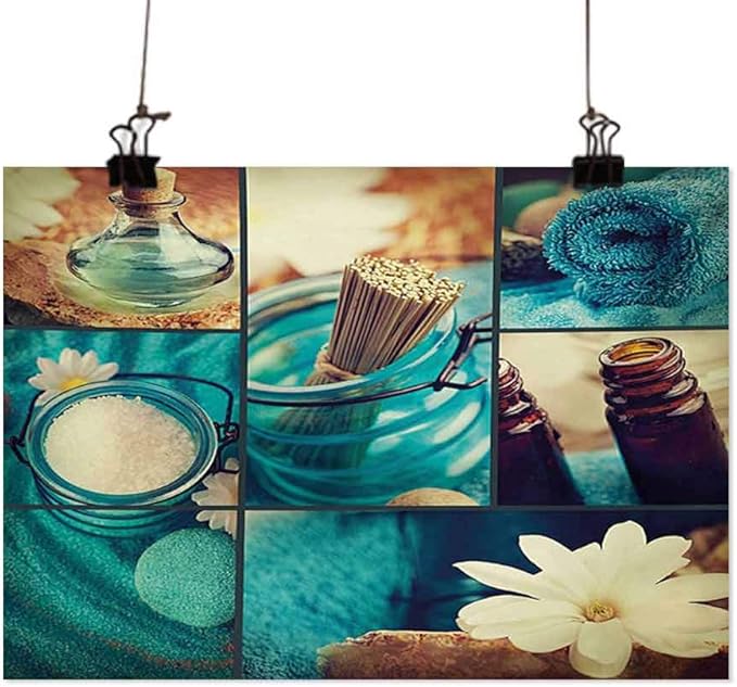 Amazon.com: ParadiseDecor Spa Modern Wall Art Blue Themed White Daisies