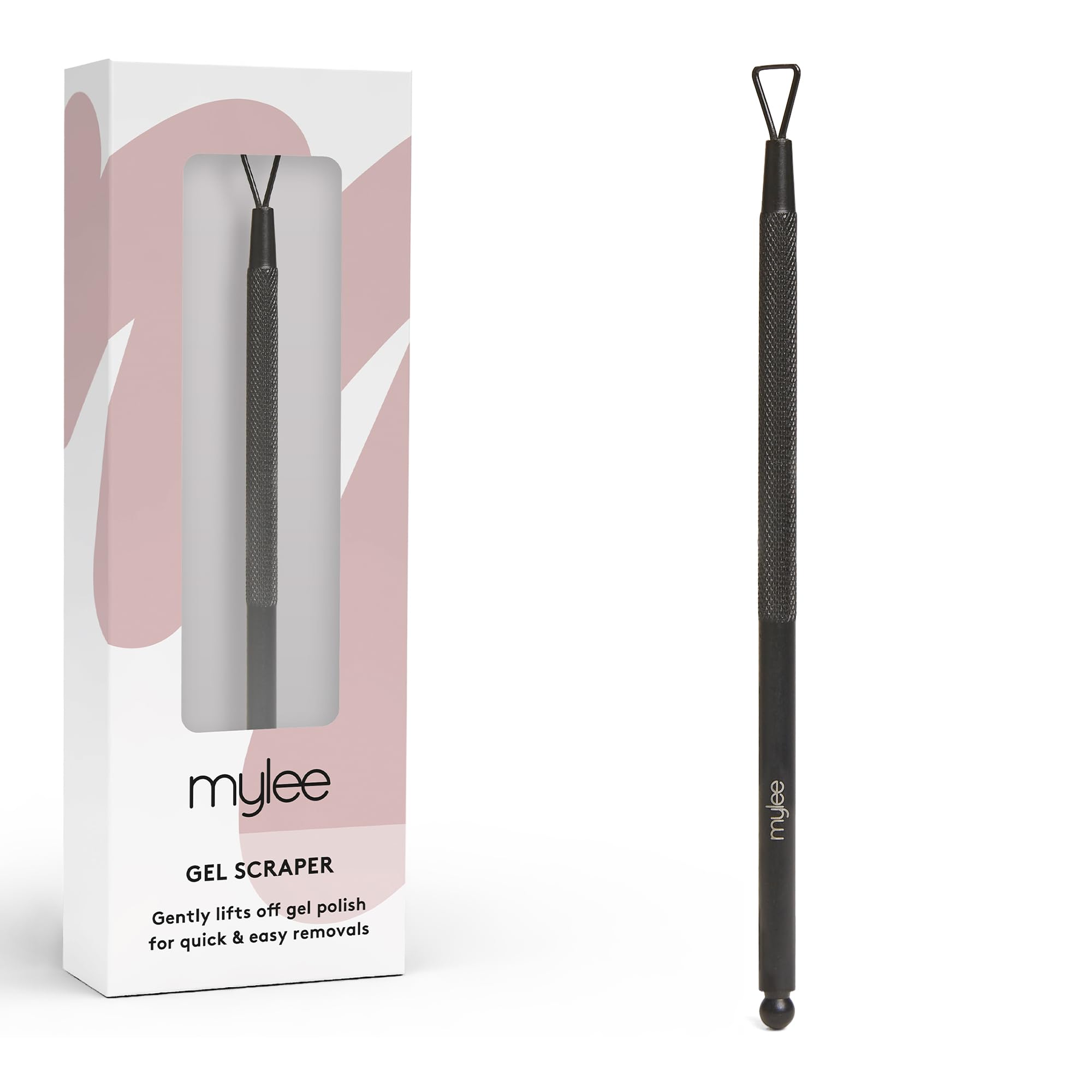 Mylee Gel Scraper – Professional, Sleek, Matte Black, Stainless Steel, Non-Slip, Salon-Quality Gel Scraper for Quick and Easy Removal of Gel Polish
