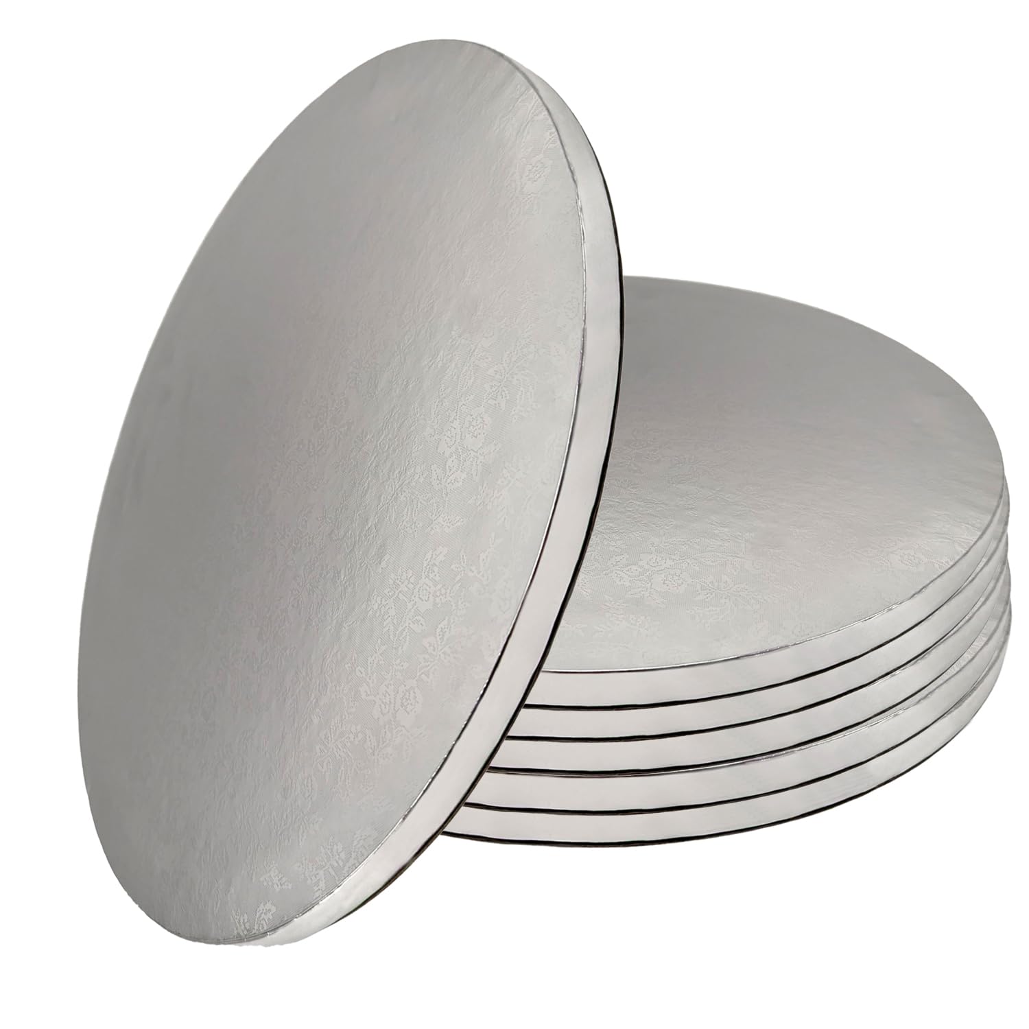 Cake Drum Cake Plate Stable Round Diameter 30 cm Height 1.2 cm Cake Board for Transporting Cakes, Reusable, Sturdy, Silver