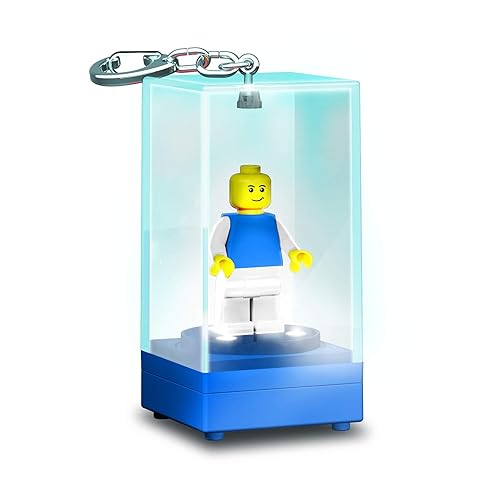 IQ Lego LED Lighted Minifigure Keychain Display Case Blue in