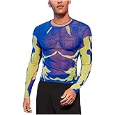WDIRARA Men's Mesh Shirts Long Sleeve Rave See Through Tee Crewneck Party Club Wear Top