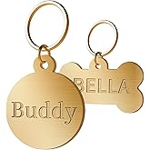 Personalized Dog Tags, Cat Tag- Deep Engraved Brass Pet ID Tags, Custom Double-Sided Pet Name Tags, 3D Engraved, Anti-Fade, Scratch-Resistant - Unique Gift for Pets (Round)