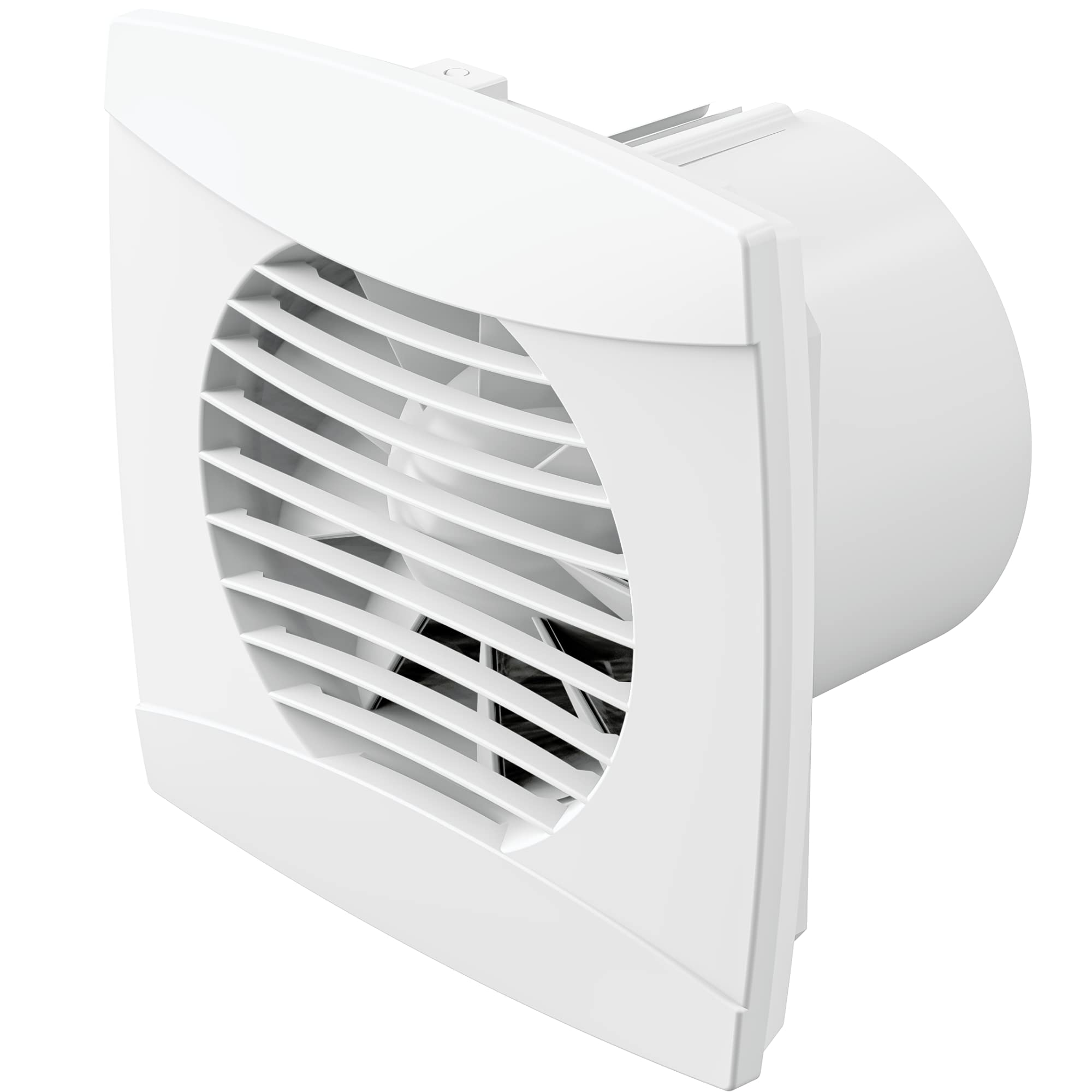 IPX5 Axial Bathroom Extractor Fan and Electronic Timer, Humidstat & Back Draft Excluder | Wall or Ceiling Mounted | Low Profile, Silent Operation (100mm with Timer & Humidstat, White)