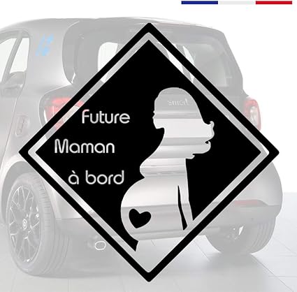 Sticker Bebe A Bord Pour Voiture Future Maman A Bord 15 Cm Noir Anakiss Amazon Fr Bebes Puericulture