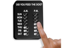 DYFTD Did You Feed The Dog? (Black) Pet Feeding Reminder, Magnetic, Sliders, Wall-Mount