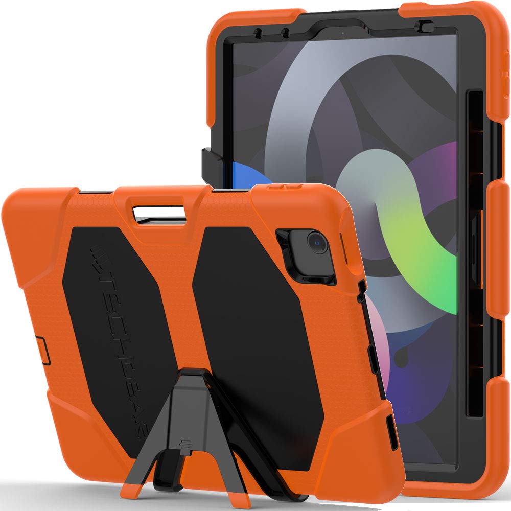 TECHGEAR G-SHOCK Case for iPad Air 5/4 10.9", Heavy Duty Armour Shockproof Survival Case with Stand - Kids Schools Builders Workman, ORANGE