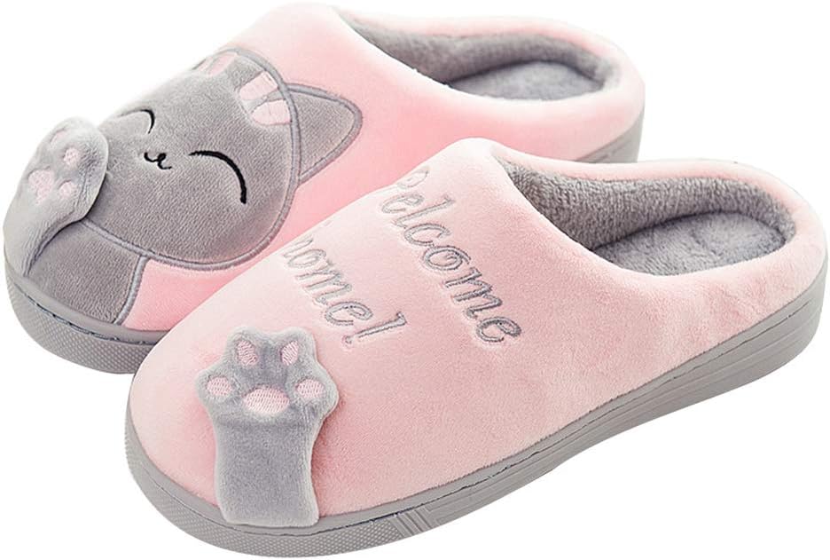 Slippers for Women Kids Winter Comfort Memory Foam Cat Kitty Cartoon Slippers Indoor