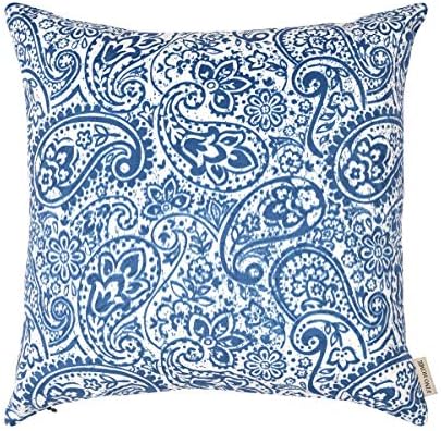 FINOHOME Throw Pillow Covers,Velvet Pillow Vovers 18x18,Decorative Square Throw Pillow Covers Set Cushion Case for Sofa Bedroom Car,Blue Blue and White Porcelain C