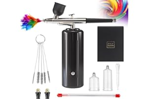 CRPEN Airbrush Kit with Compressor kit 32PSI Cordless Airbrush Rechargeable Portable Dual Action Barber Airbrush Compressor, Air Brush for Painting, Model, Nail, Makeup, Barber. (Black)……