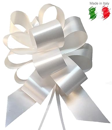 Brizzolari 50 + 5 (Gratis) Käfig weiß AUTOTIRANTEN 3,1 cm Auto NOZZE BATTESIMMER LAUREA COMUNIONE Gran FIOCCO, COCCARDE BIANK