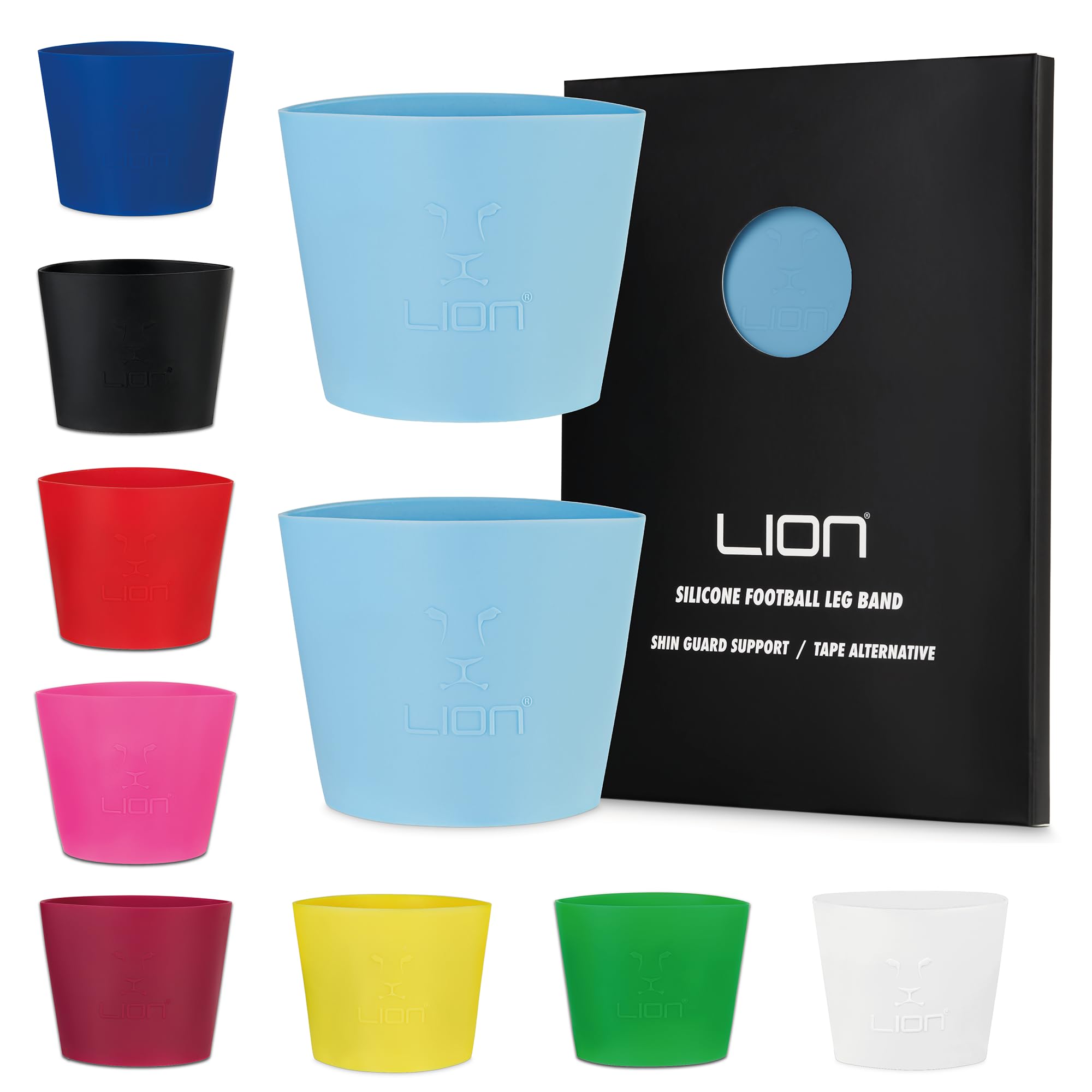 Silicone Football Leg Bands For Adults & Kids - The Tape Alternative To Hold Shin Pads In Place To Match Your Kit (Sky Blue)