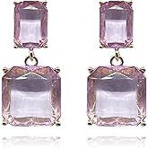 RCHENGYANUIMA Clear Rhinestone Geometric Square Crystal Rectangle Dangle Earrings Women Jewelry Birthday