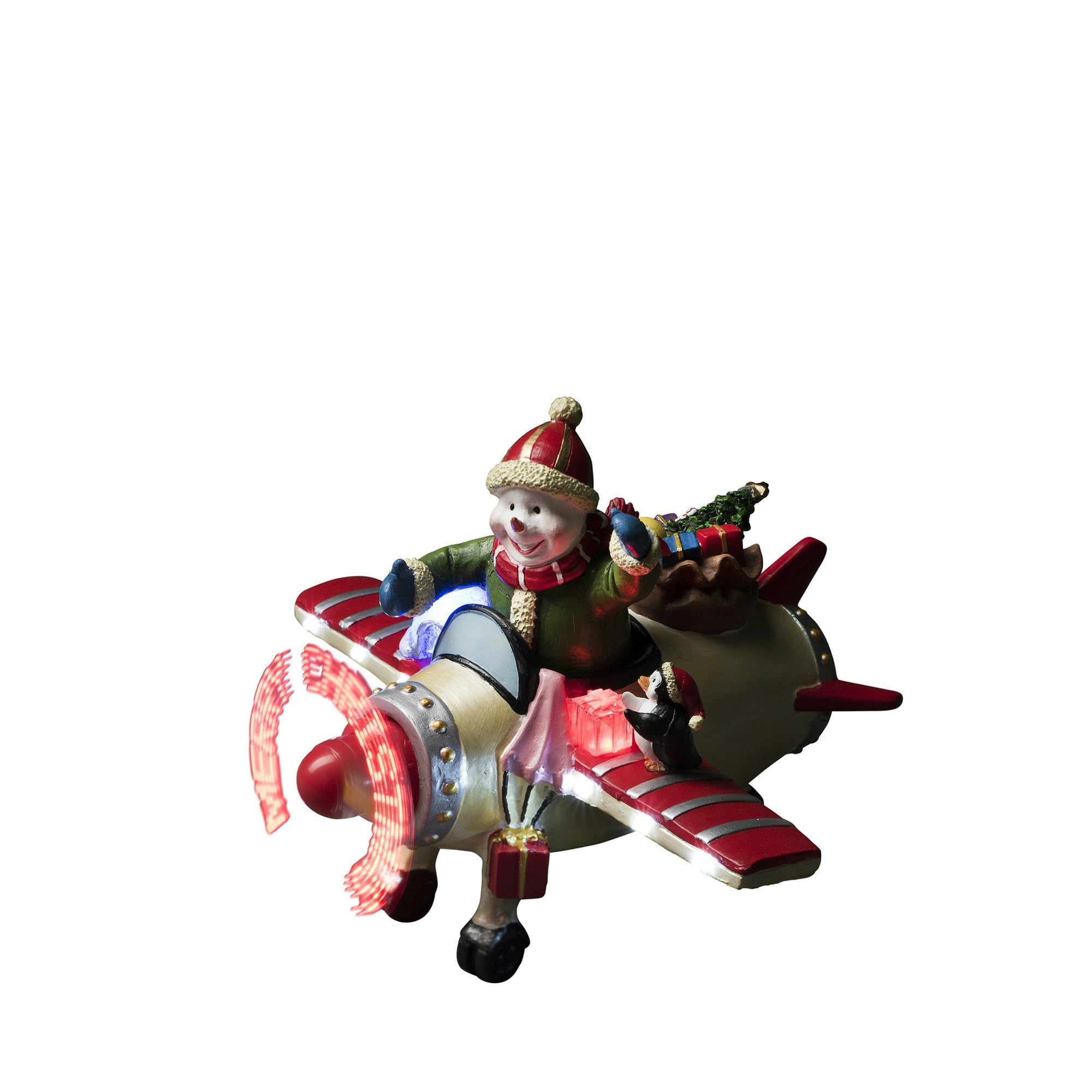 Konstsmide 4201-000 Christmas Lights Snowman in Plane/Sound Activated Motif/Battery Operated: 3Xaa (Excl.)/ Warm White Diodes, Red, 17.0 cm*21.0 cm*25.0 cm