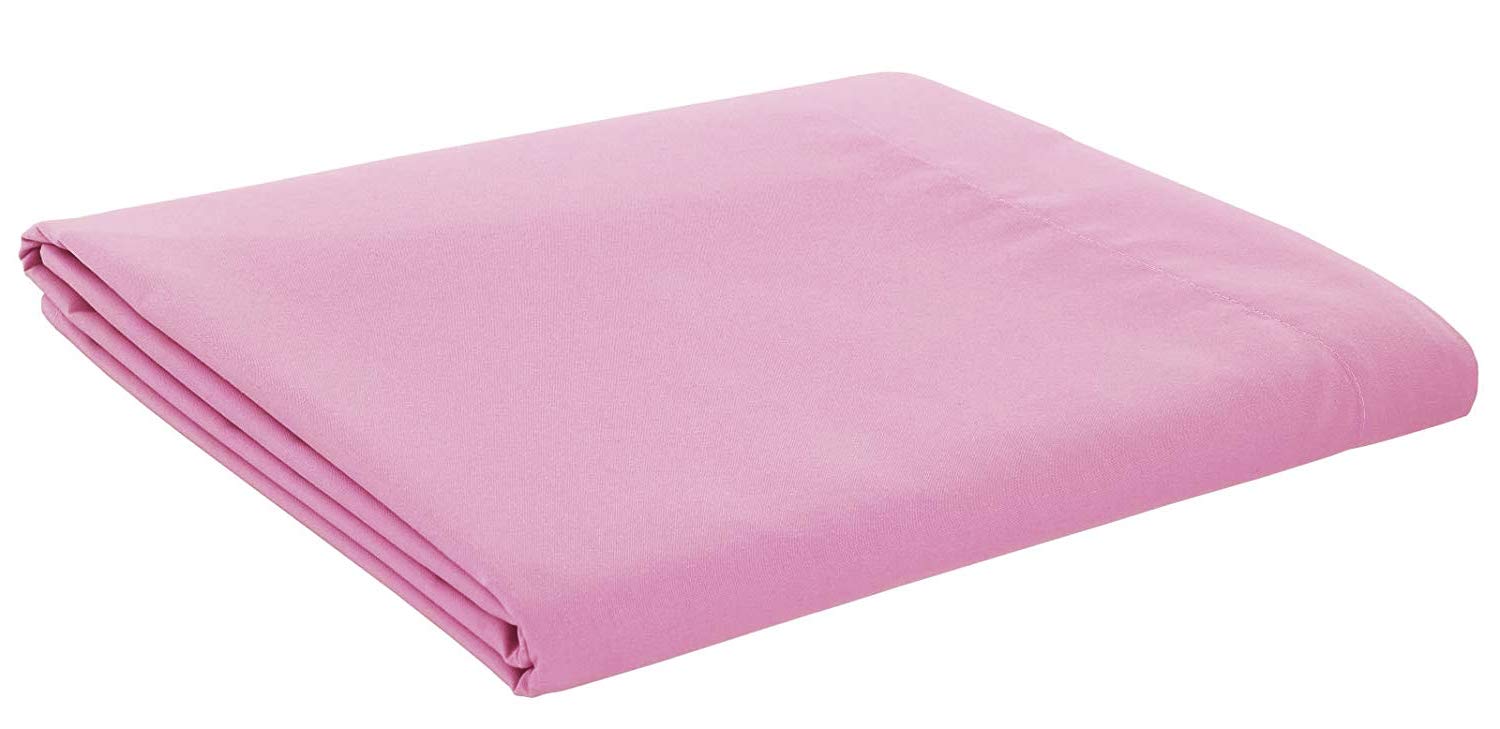 AmigoZone Easycare Pollycotton Percal Flat Sheet, Double - Pink