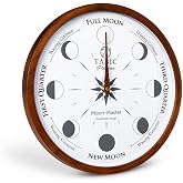 Tabic Planeteco Moon Master - Precision Lunar Phase Wall Clock - Accurate Moon Tracking &amp; Easy-to-Read Dial for Lunar Cycle - Stylish Round Moon Phase Clock - Celestial Home Decor - Dark Stain