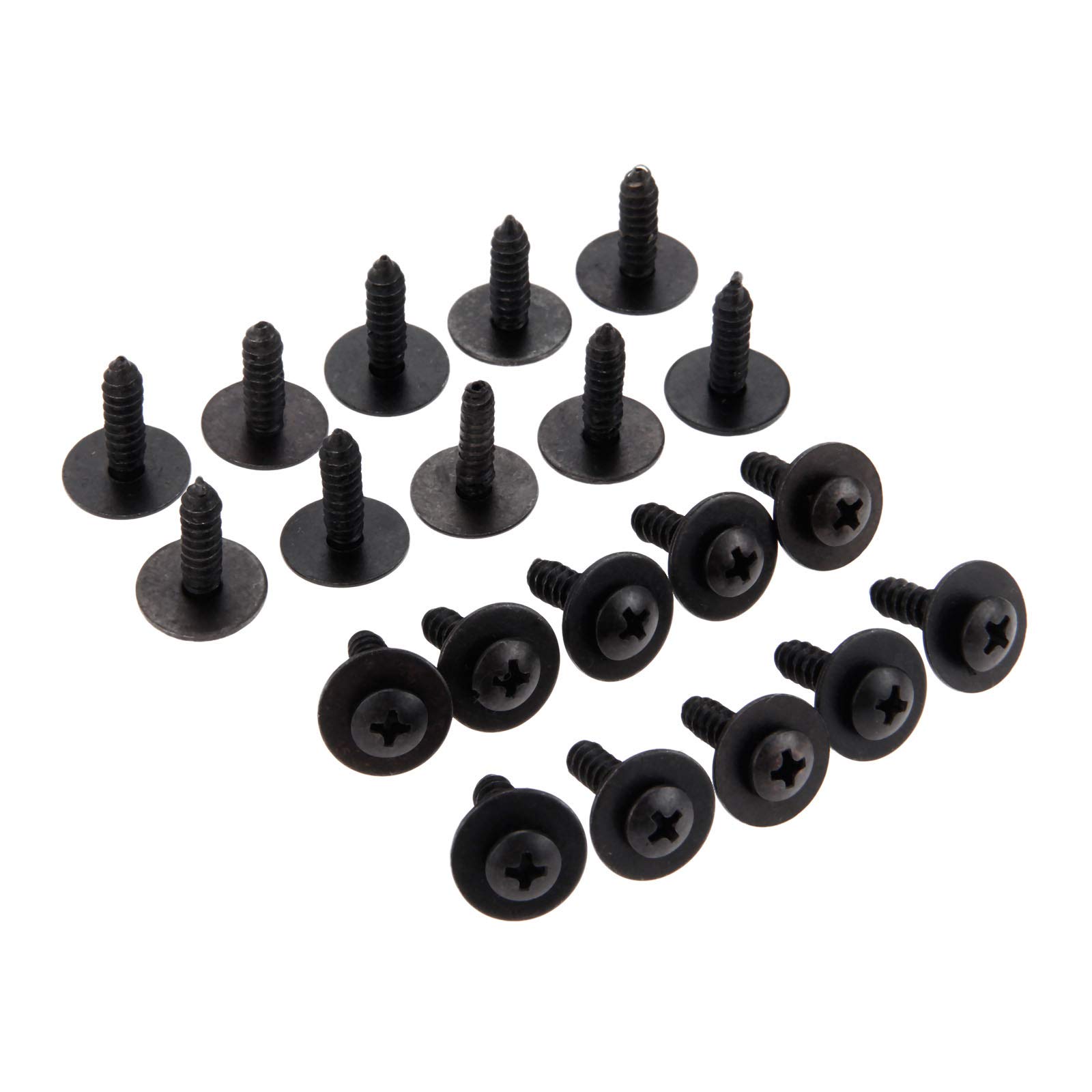 Mtsooning 20 PCS M6*18mm Black Self-Tapping Screws with Washers - Universal Auto Hex Bolts for Car Body, Fender, Bumper, Trim Panel & Splash Shield Retainers