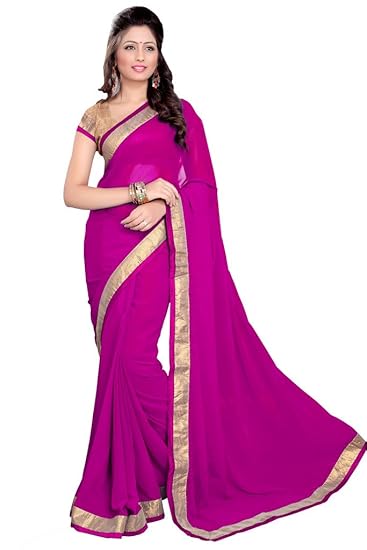 Womens Georgette Saree With Unstitched Blouse Piece