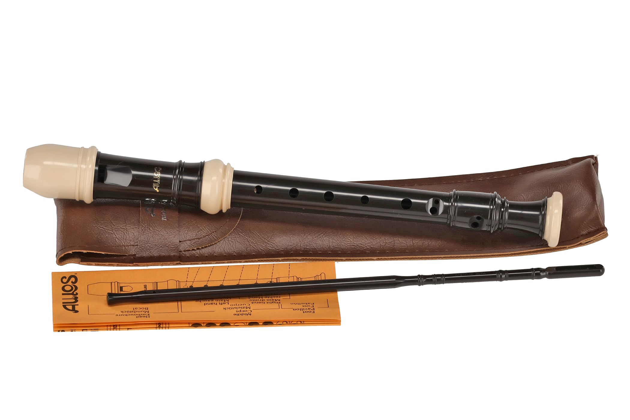 Aulos 507B "Symphony" Series Sopranino Recorder - 3 Piece ABS Construction - Ideal for Ensemble and Individual Play - Classic Dark Brown/Ivory - Key of F