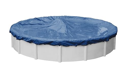 Robelle 30 ft Industrial Blue Winter Pool Cover for Above Ground Pools, 4 ft Overlap (34 ft Cover Size), Solid 14 x 12 Scrim, 4.5 oz/yd2, 20-Year Warranty, Style: 2030-4A