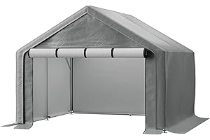 WIILAYOK Outdoor Storage Shelter, 10x10 ft Portable Shed with Roll up Zipper Door, Waterproof and UV Resistant Anti-Snow, Heavy Duty Carport for Storing Garden Tools, Outdoor Equipment