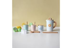 PairPear Wooden Toys Lemonade Playset,Kids Play Food Pretend Play Lemonade Stand Kit,Play Kitchen Grocery Maket Acessories Gift for Toddler Girls and Boys 3 Years+