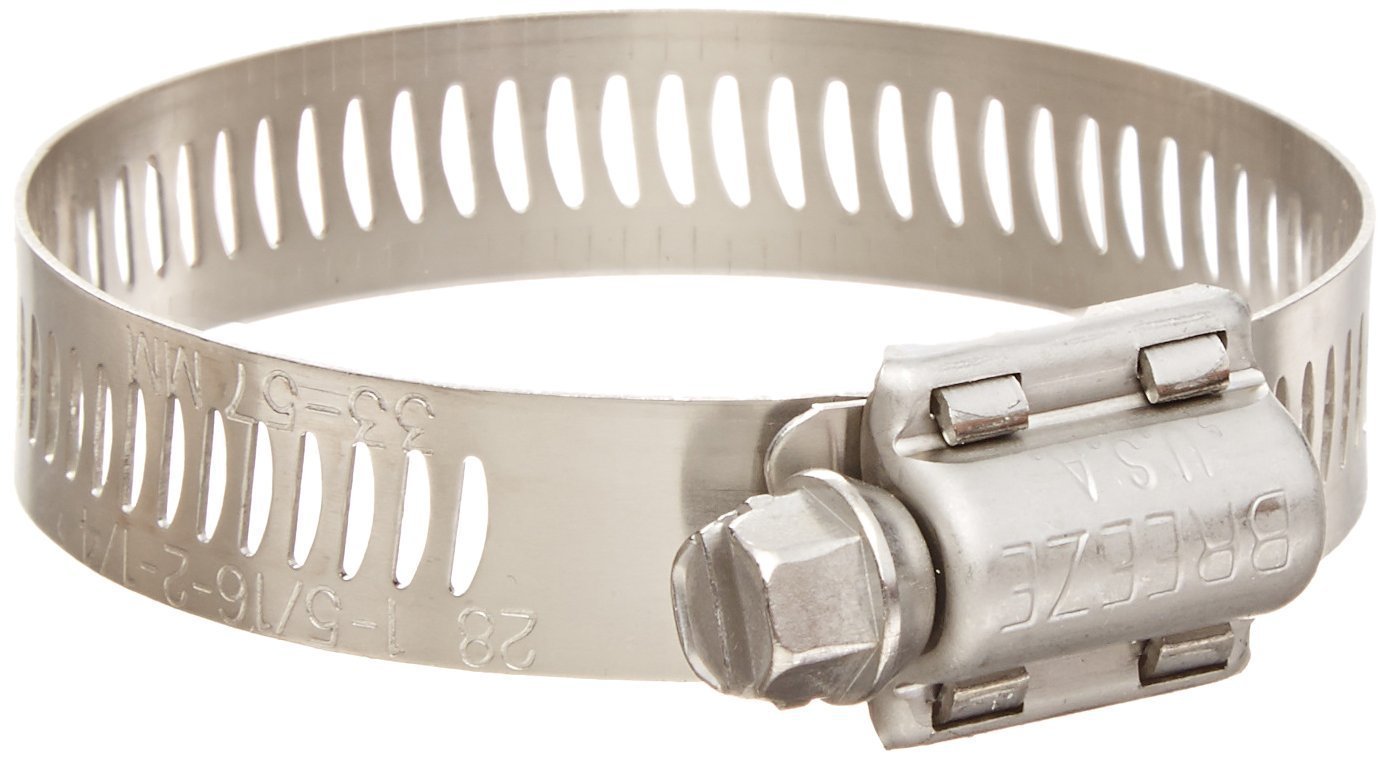 Breeze PowerSeal Stainless Steel Hose Clamp, WormDrive, SAE Size 16